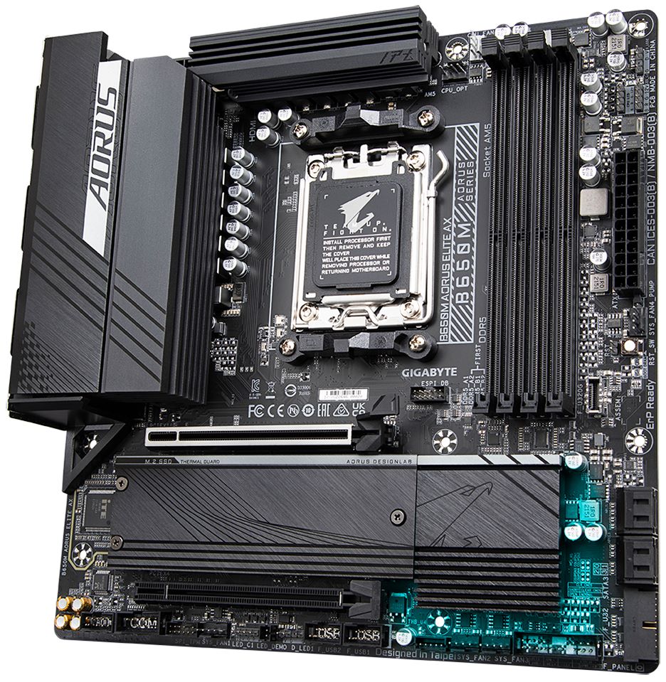 GIGABYTE B650M AORUS ELITE AX / AMD B650 / AM5 / 4x DDR5 / 2x M.2 / USB-C / HDMI / DP / WiFi / mATX